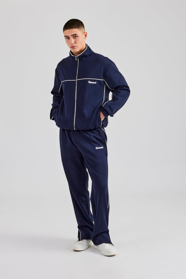 Piping Zip Through Tracksuit - Navy