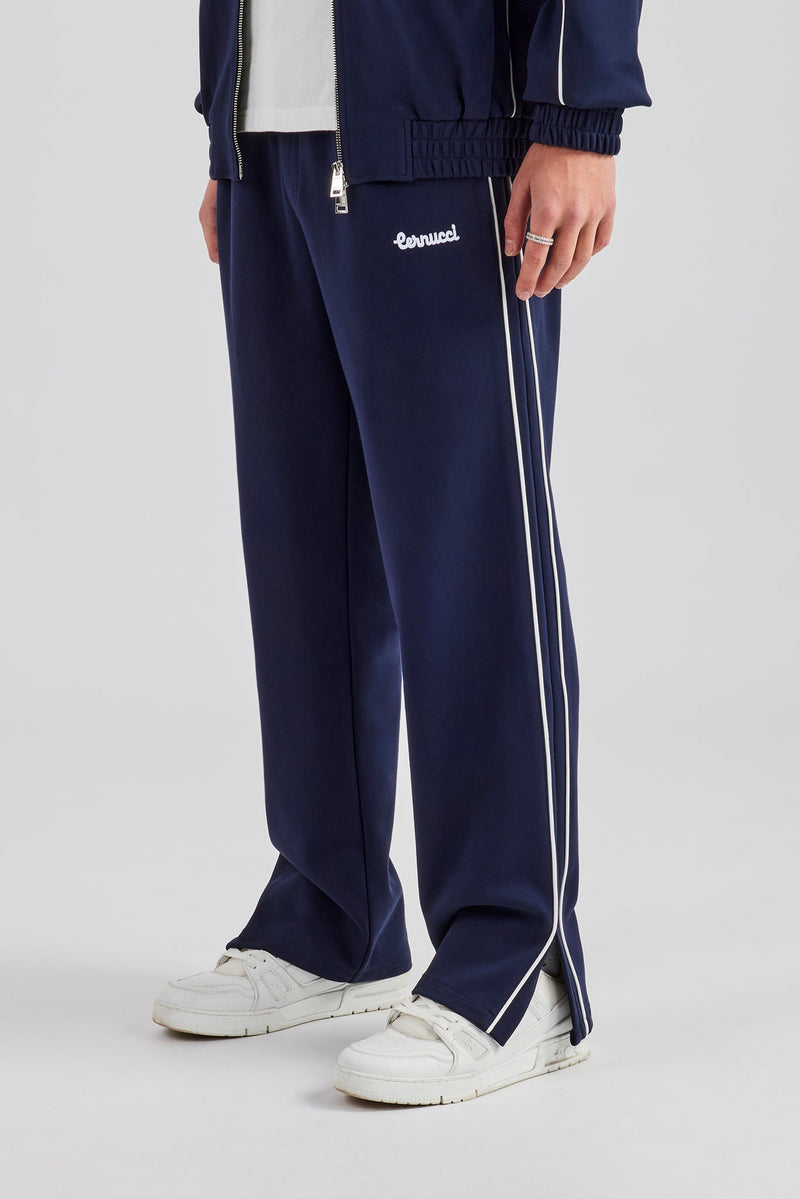 Piping Split Hem Trouser - Navy