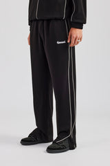 Piping Split Hem Trouser - Black