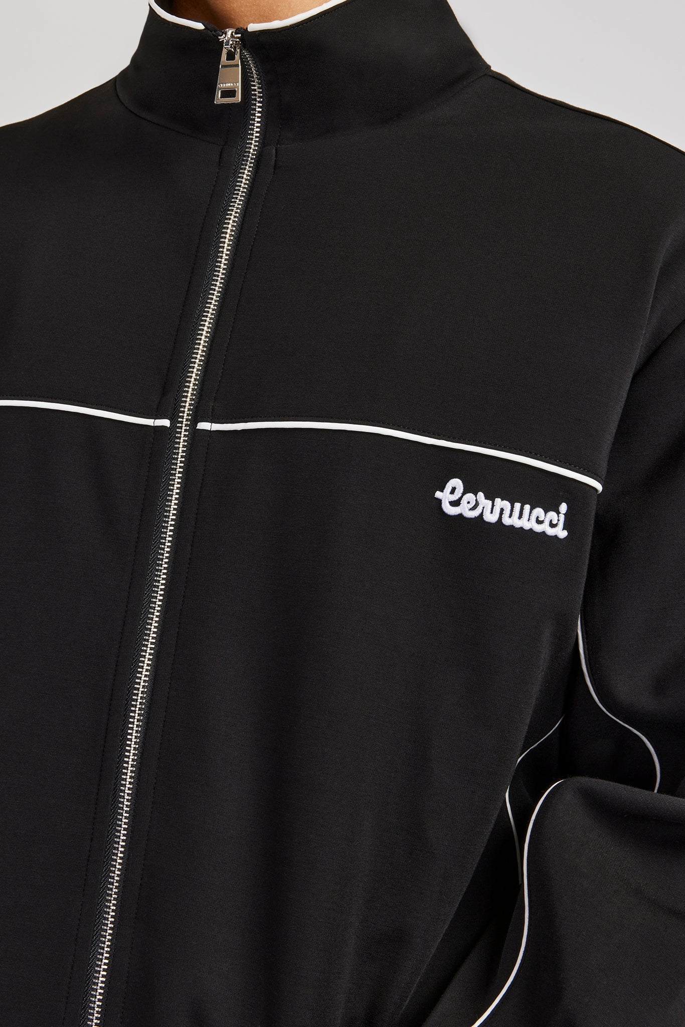 Piping Zip Through Jacket - Black | Mens Outerwear | Shop Jackets