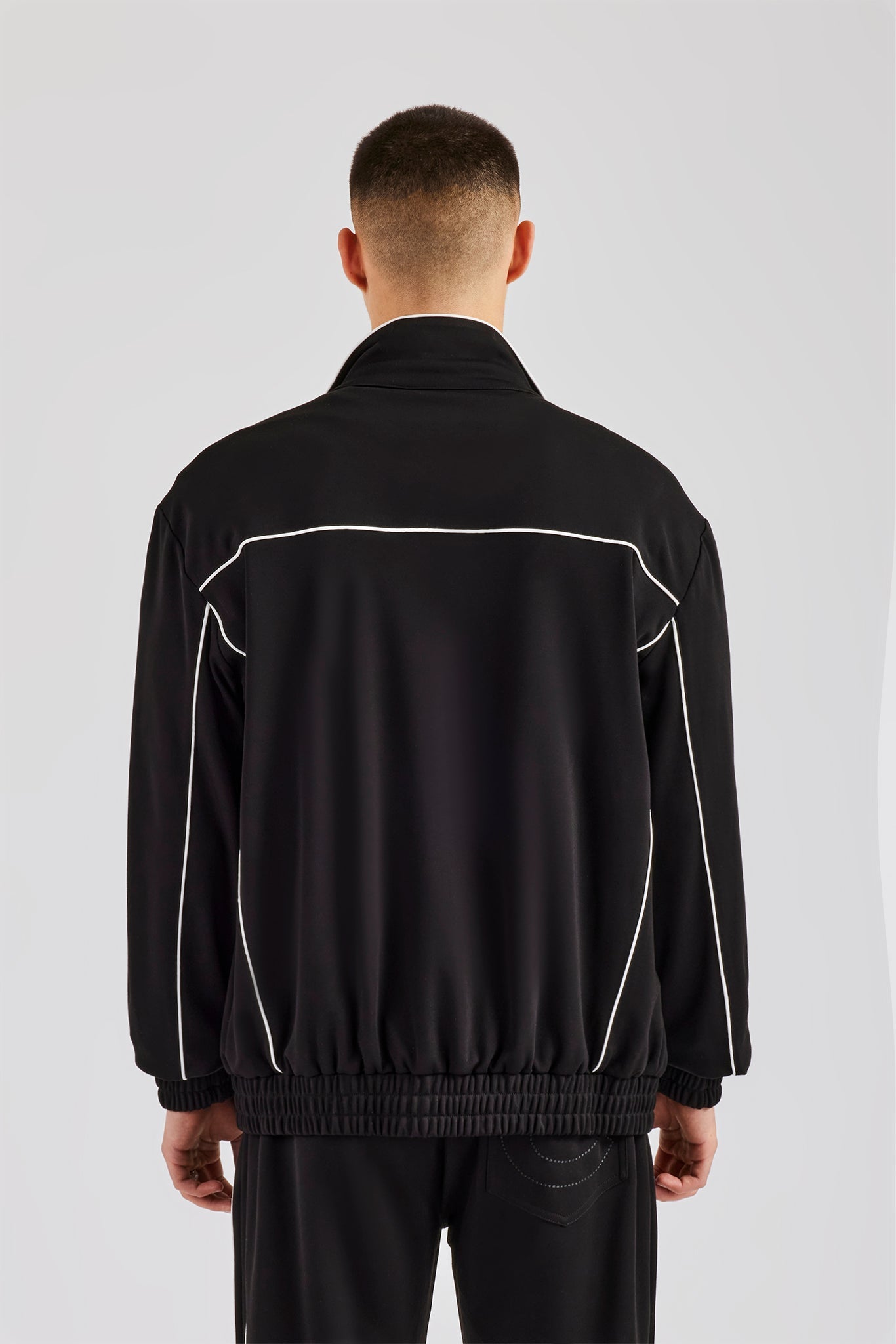 Piping Zip Through Jacket - Black