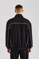 Piping Zip Through Jacket - Black