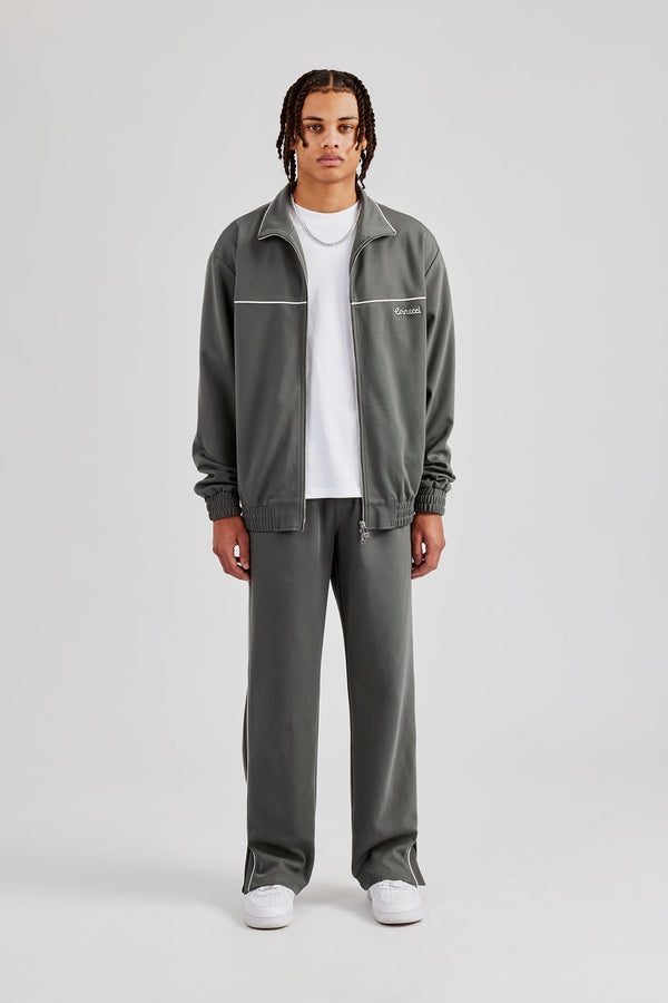 Piping Zip Through Tracksuit - Grey