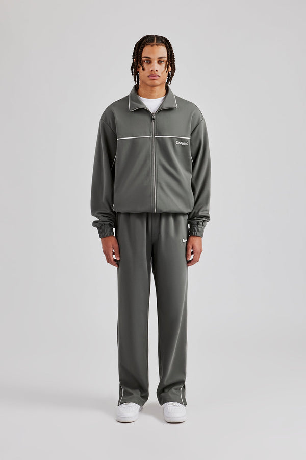 Piping Zip Through Tracksuit - Grey