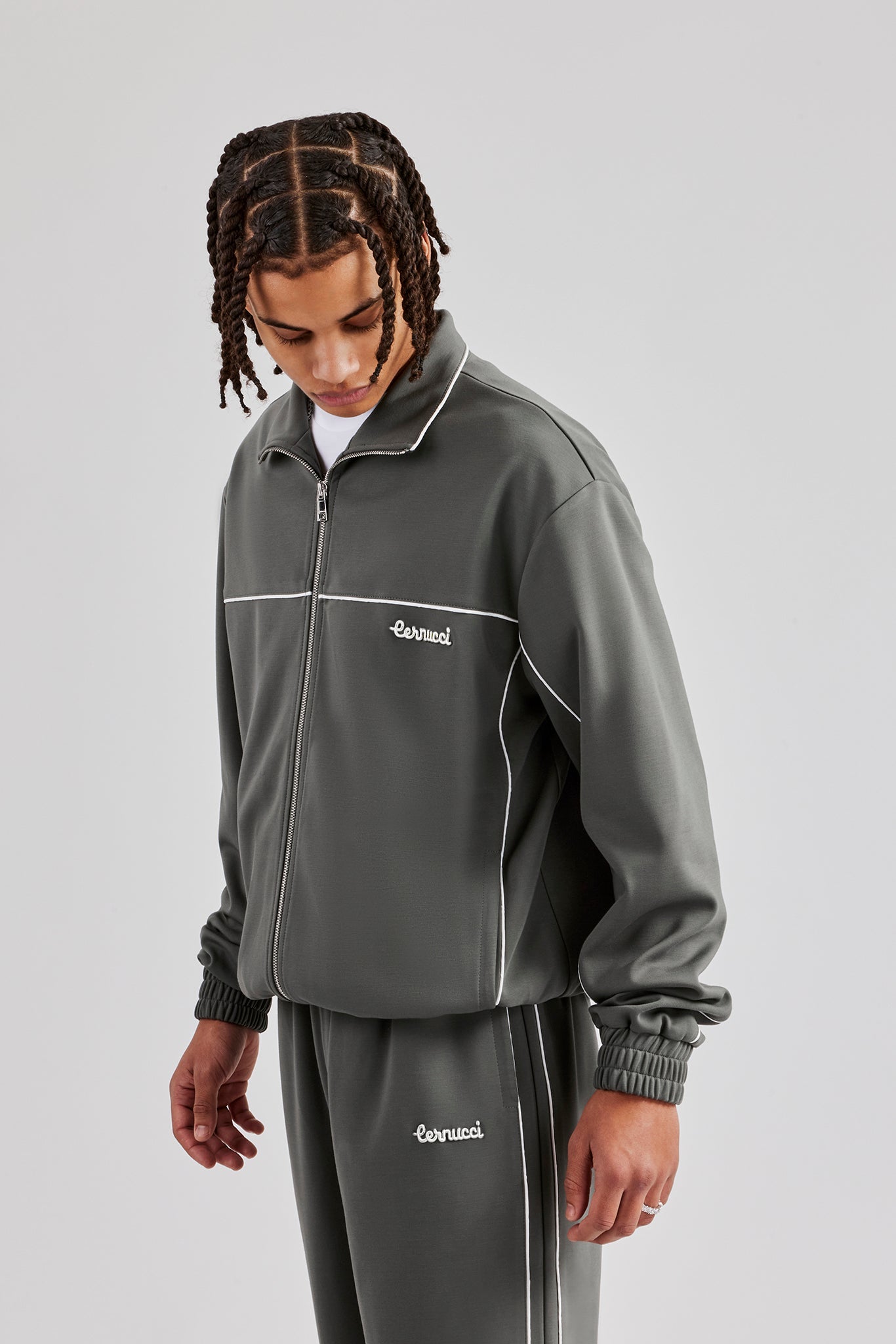 Piping Zip Through Jacket - Grey | Mens Outerwear | Shop Jackets