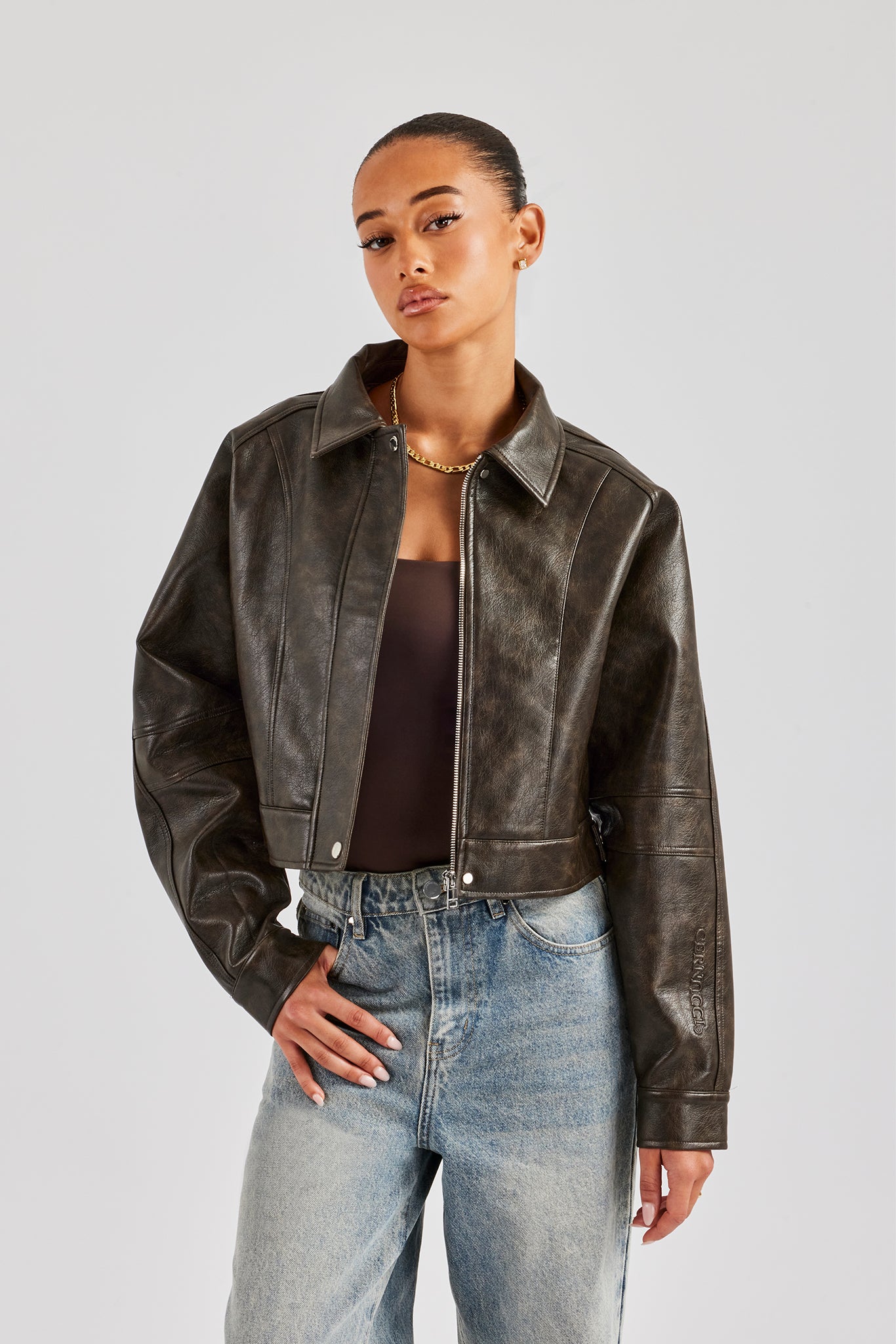 Washed Oversized PU Jacket - Brown | Womens Outerwear | Shop