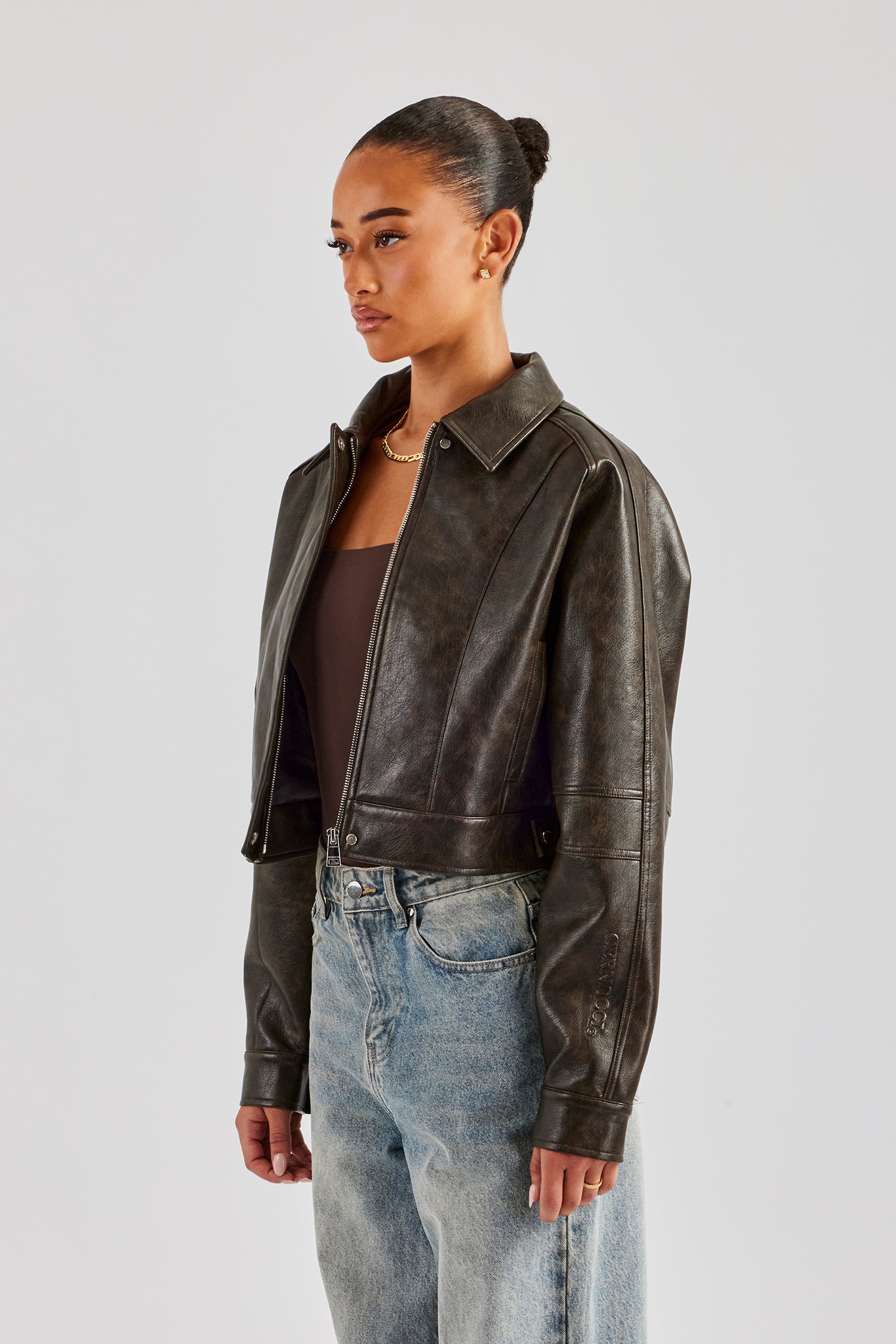 Washed Oversized PU Jacket - Brown | Womens Outerwear | Shop