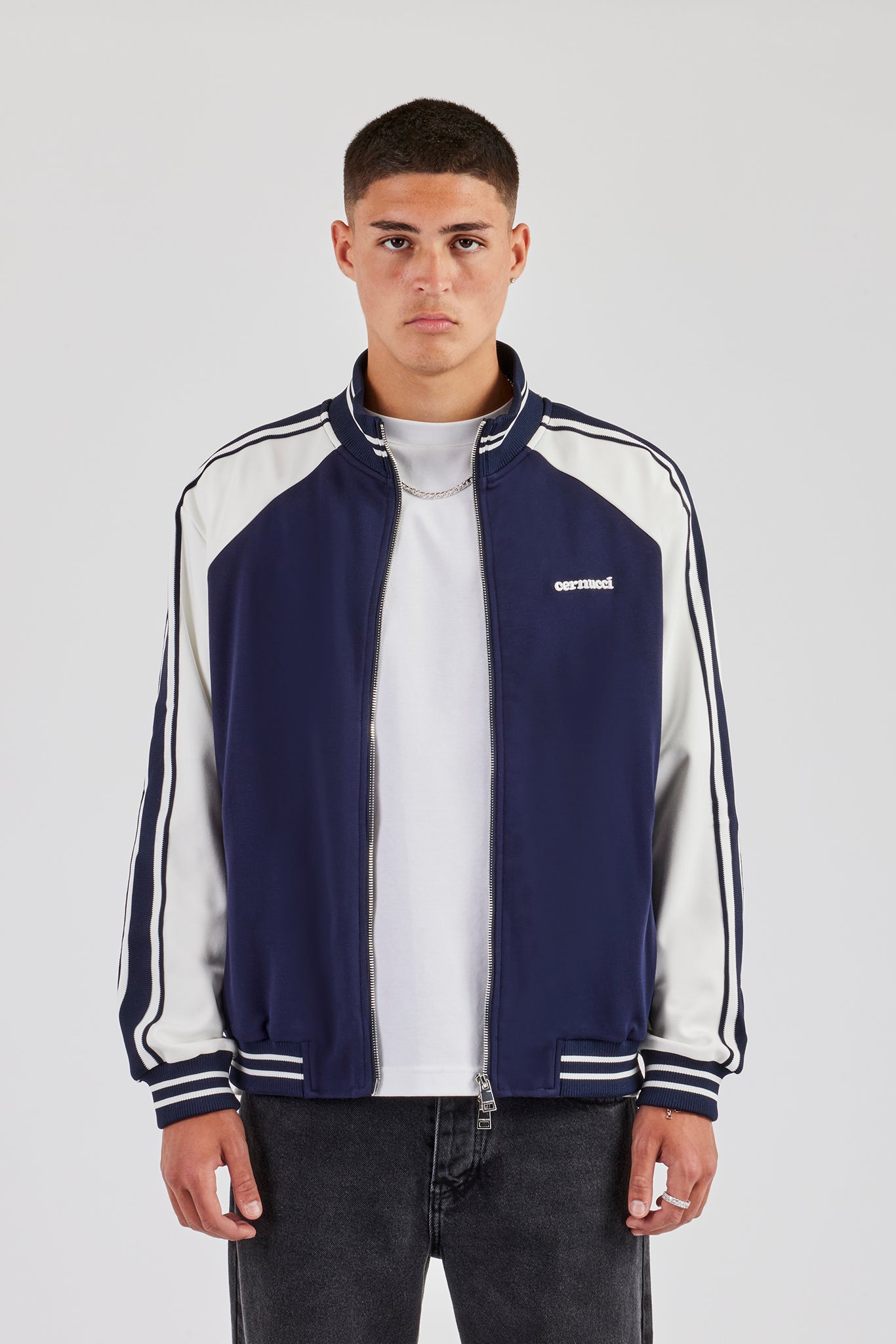 Rib Collar Track Jacket - Navy Blue