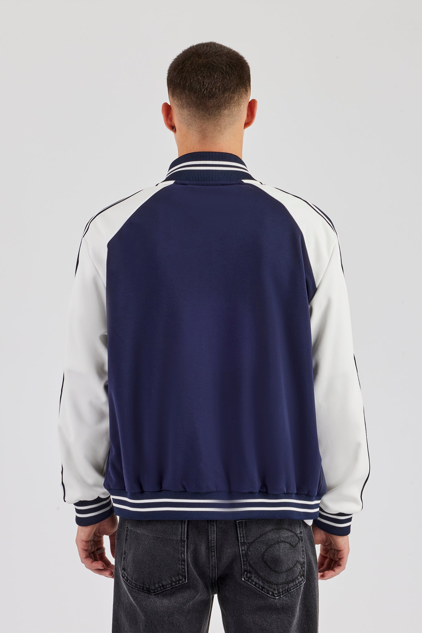 Rib Collar Track Jacket - Navy Blue | Mens Outerwear | Shop