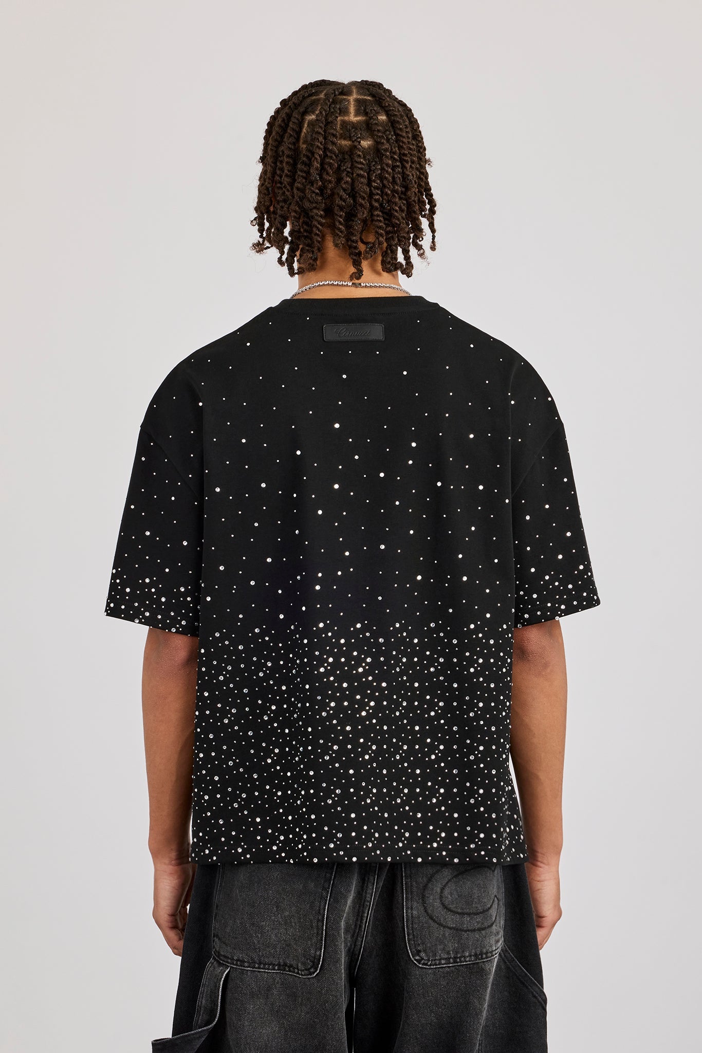 Boxy Rhinestone T-Shirt - Black | Mens Tees & Vests | Shop T