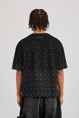 Boxy Rhinestone T-Shirt - Black