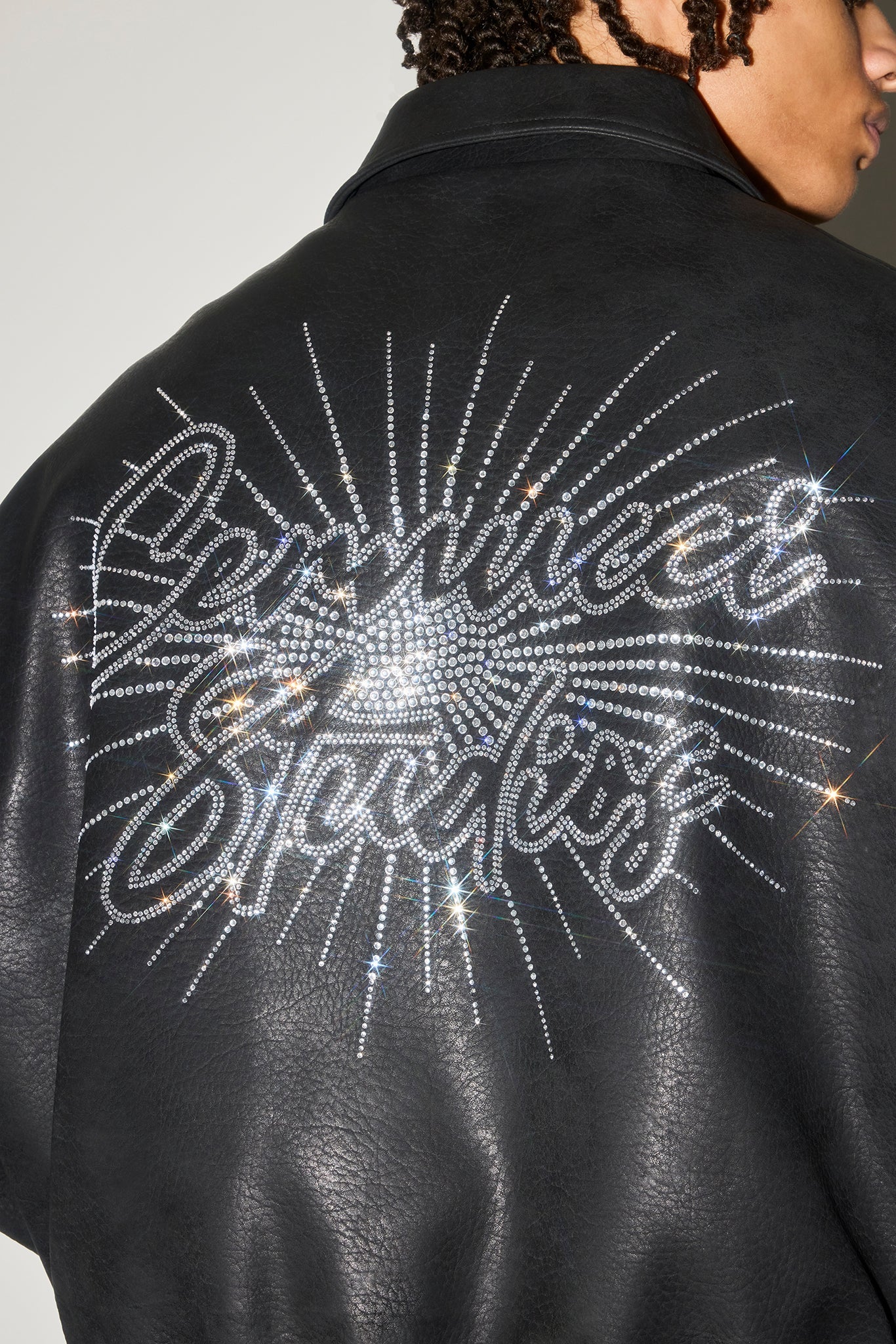 Rhinestone Studios PU Bomber Jacket