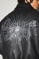 Rhinestone Studios PU Bomber Jacket