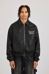 Rhinestone Studios PU Bomber Jacket