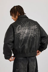 Rhinestone Studios PU Bomber Jacket