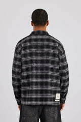 Rhinestone Check Shirt - Black