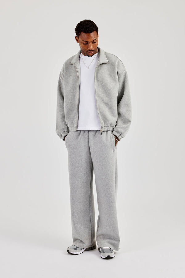 Scuba Funnel Neck Jacket & Wide Leg Jogger - Grey