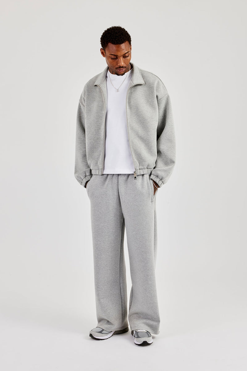 Scuba Funnel Neck Jacket & Wide Leg Jogger - Grey
