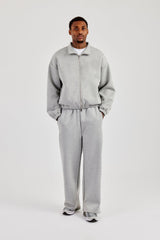 Scuba Funnel Neck Jacket & Wide Leg Jogger - Grey