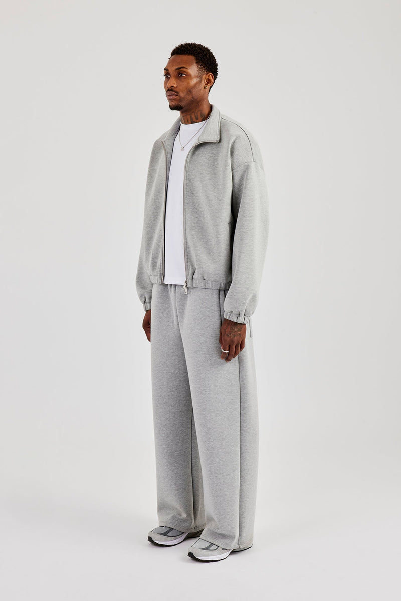 Scuba Funnel Neck Jacket & Wide Leg Jogger - Grey