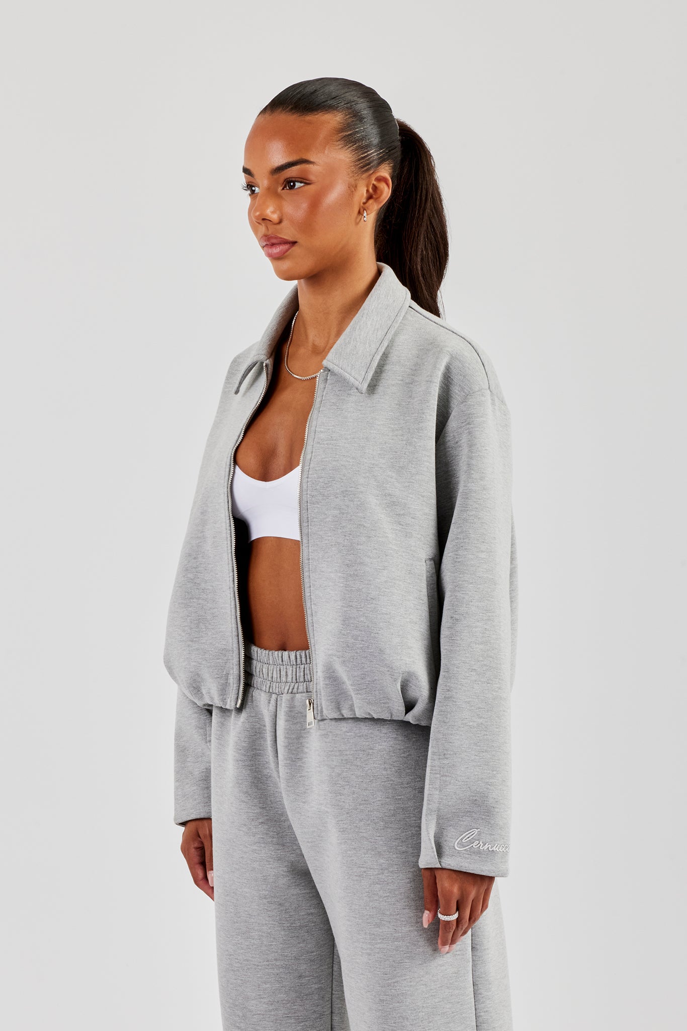 Womens Scuba Harrington Jacket - Grey