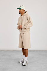 Scuba Boxy Zip Through Hoodie & Jort - Stone
