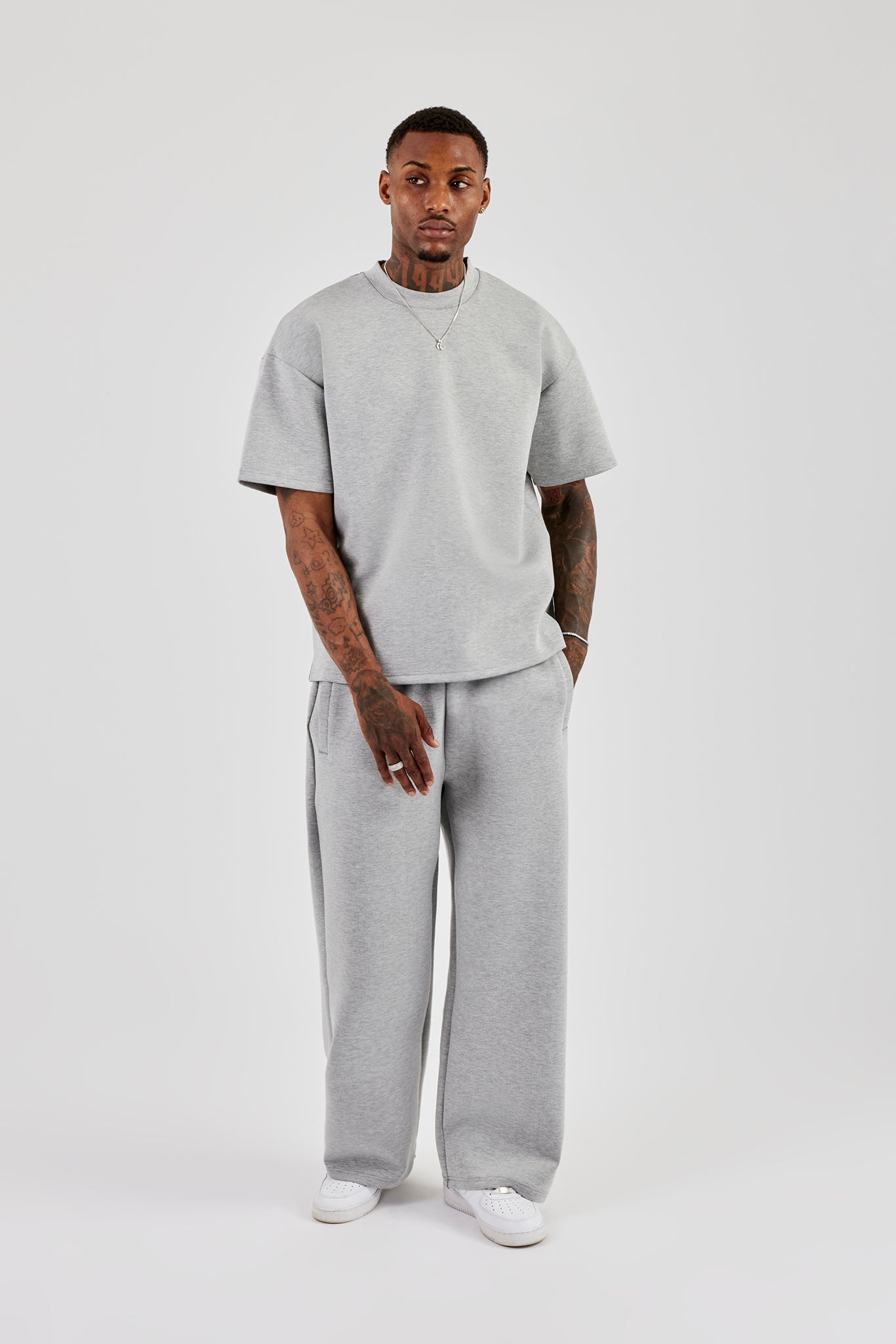 Scuba Oversized T-Shirt & Wide Leg Trouser - Grey