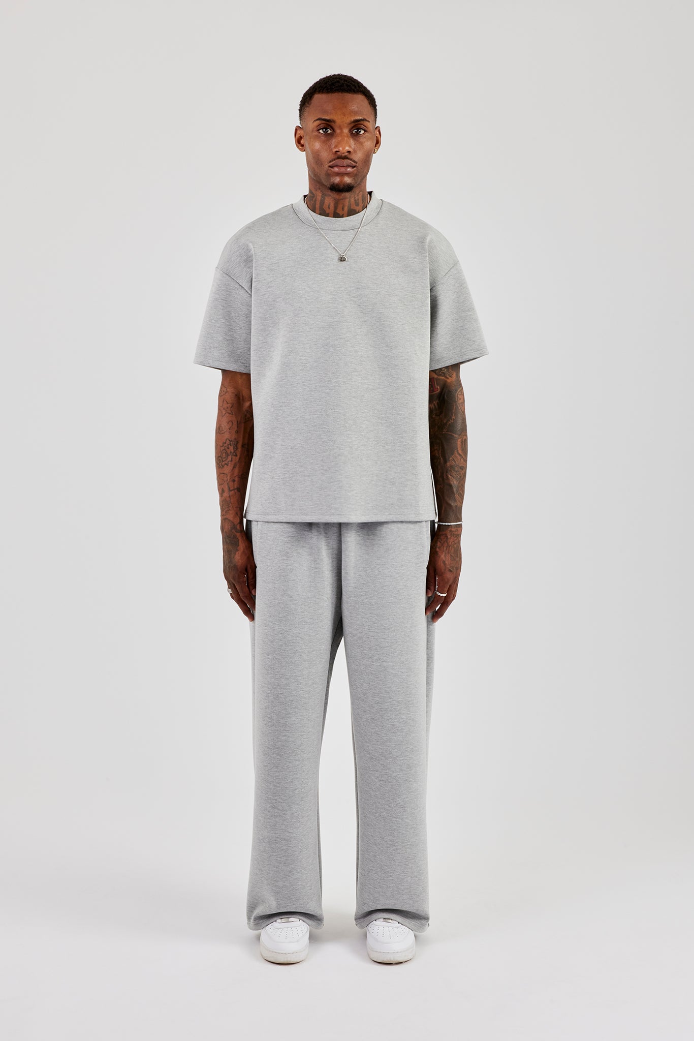 Scuba Oversized T-Shirt & Wide Leg Trouser - Grey