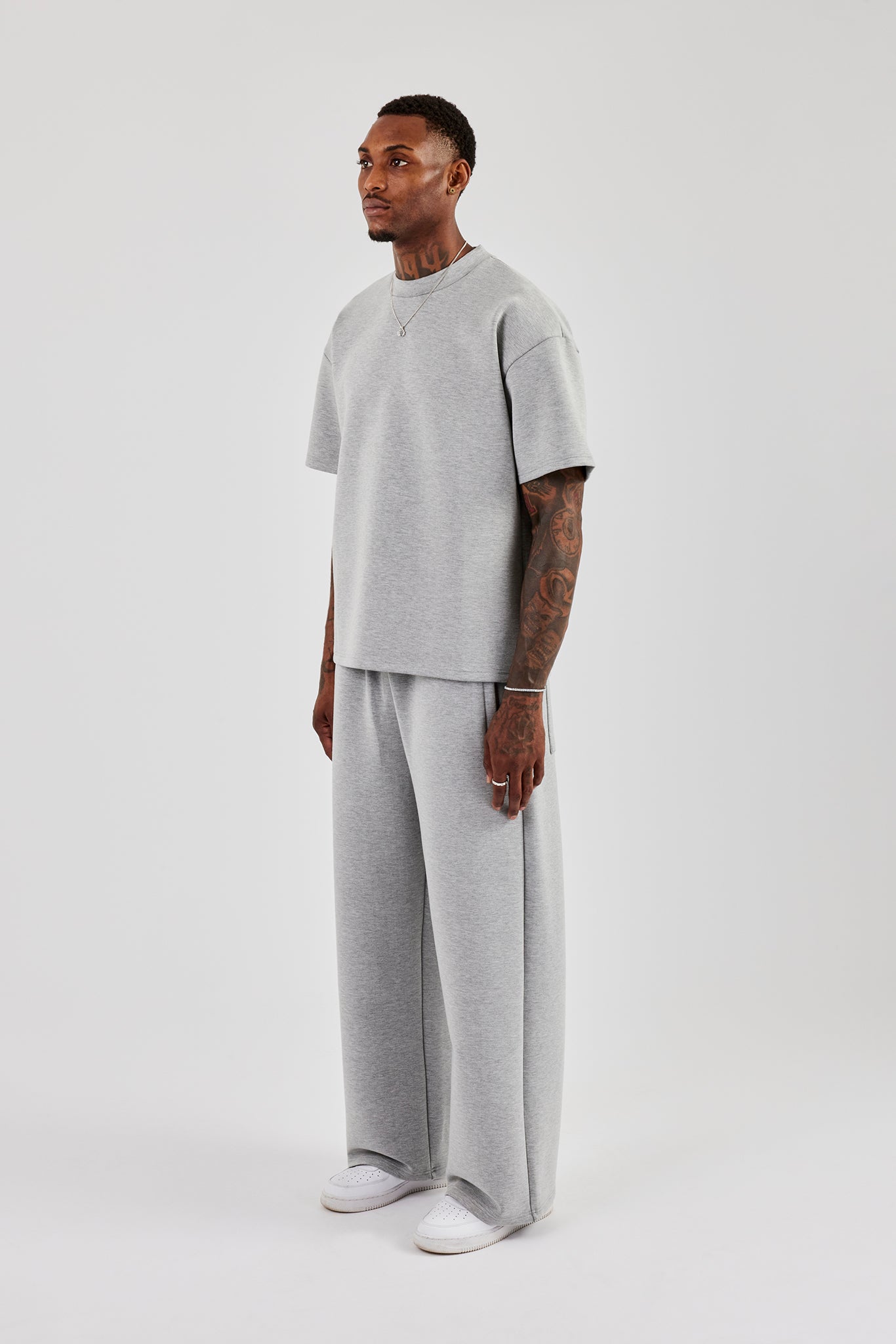 Scuba Oversized T-Shirt & Wide Leg Trouser - Grey