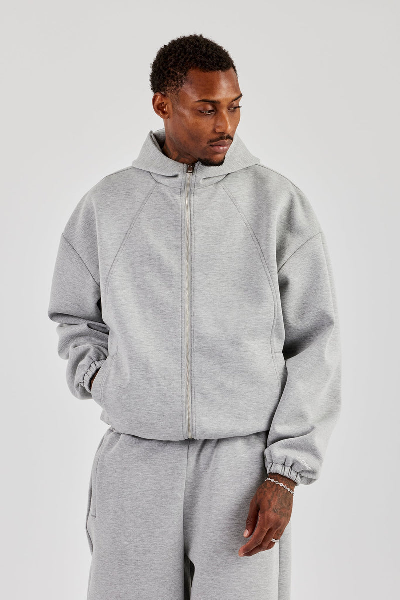 Zip Hooded Panelled Scuba Jacket