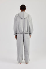 Zip Hooded Panelled Scuba Jacket & Wide Leg Trouser - Grey
