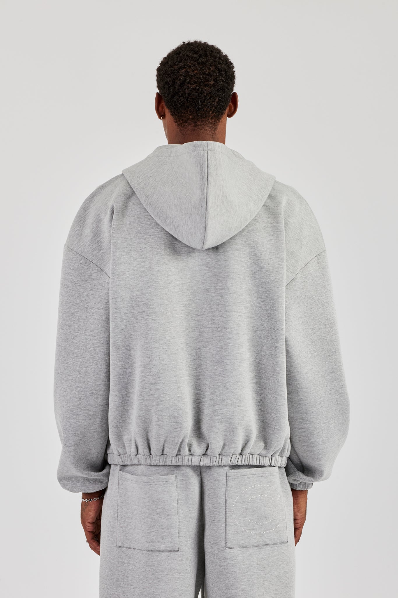 Zip Hooded Panelled Scuba Jacket