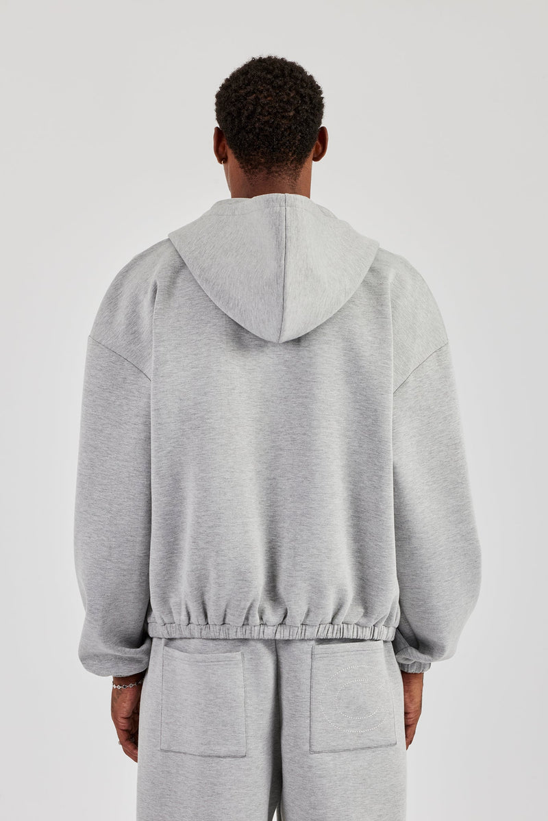 Zip Hooded Panelled Scuba Jacket