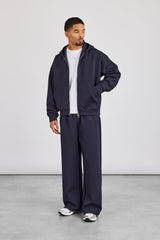 Scuba Zip Through Boxy Hoodie & Baggy Fit Trouser - Navy