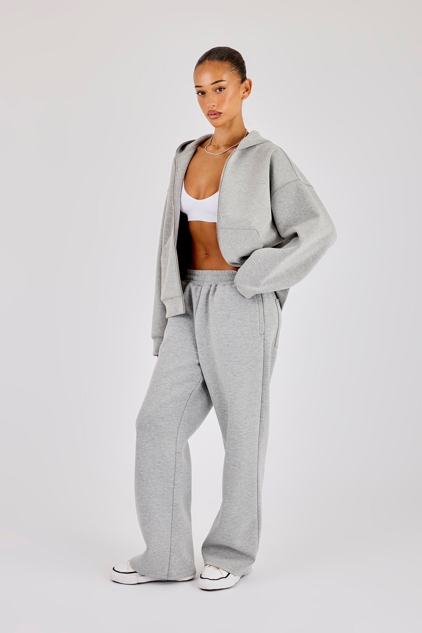 Scuba Zip Hoodie- Grey