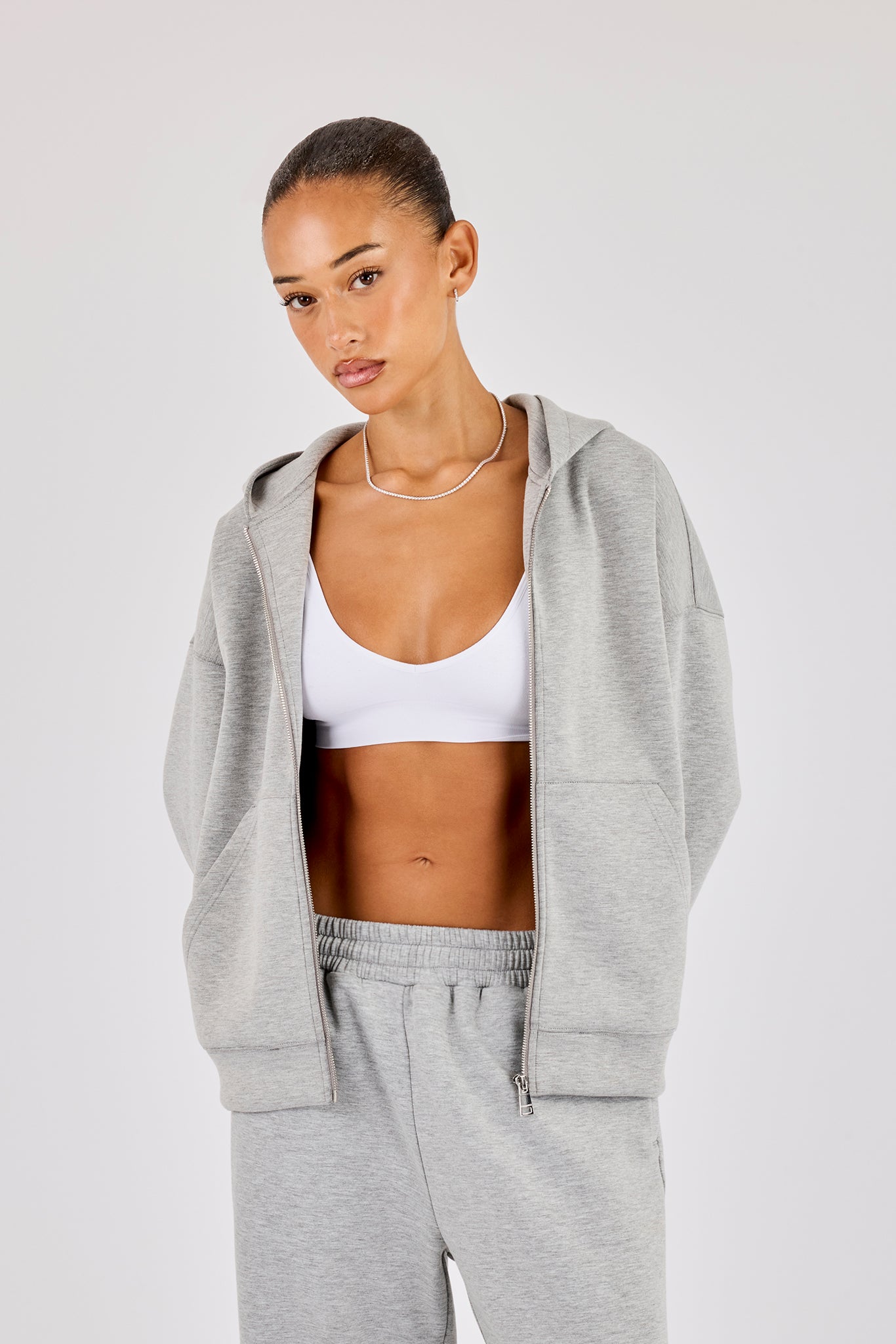 Scuba Zip Hoodie- Grey