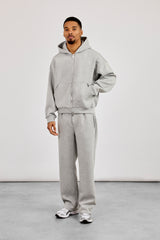 Scuba Zip Through Boxy Hoodie & Relaxed Scuba Trouser - Grey