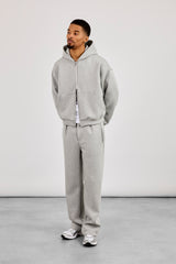 Scuba Zip Through Boxy Hoodie & Relaxed Scuba Trouser - Grey