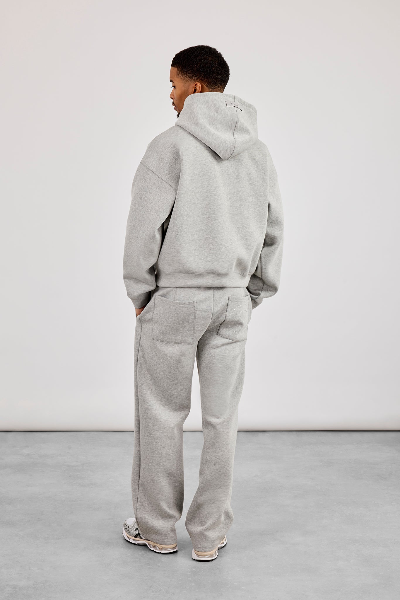 Scuba Zip Through Boxy Hoodie & Relaxed Scuba Trouser - Grey