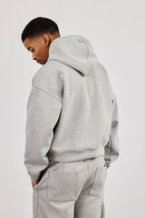 Scuba Zip Through Boxy Hoodie - Grey