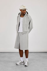 Scuba Zip Through Boxy Hoodie & Jort - Grey