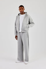 Scuba Zip Through Boxy Hoodie - Grey