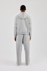 Scuba Zip Through Boxy Hoodie & Wide Leg Trouser - Grey