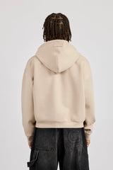 Scuba Zip Through Boxy Hoodie - Stone