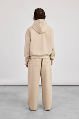 Scuba Zip Through Boxy Hoodie & Baggy Fit Trouser - Stone