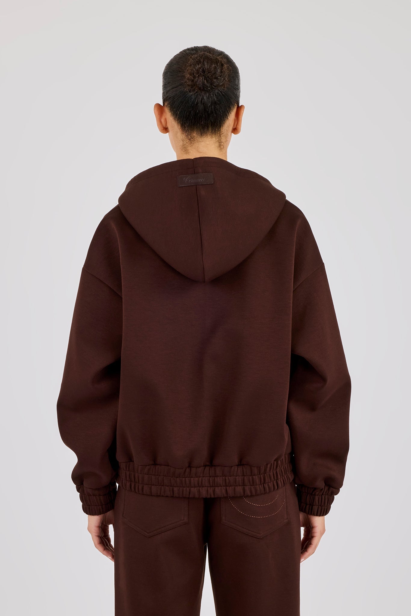 Scuba Zip Through Hoodie - Chocolate