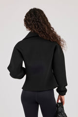Scuba Cinched Zip Through Jacket - Black