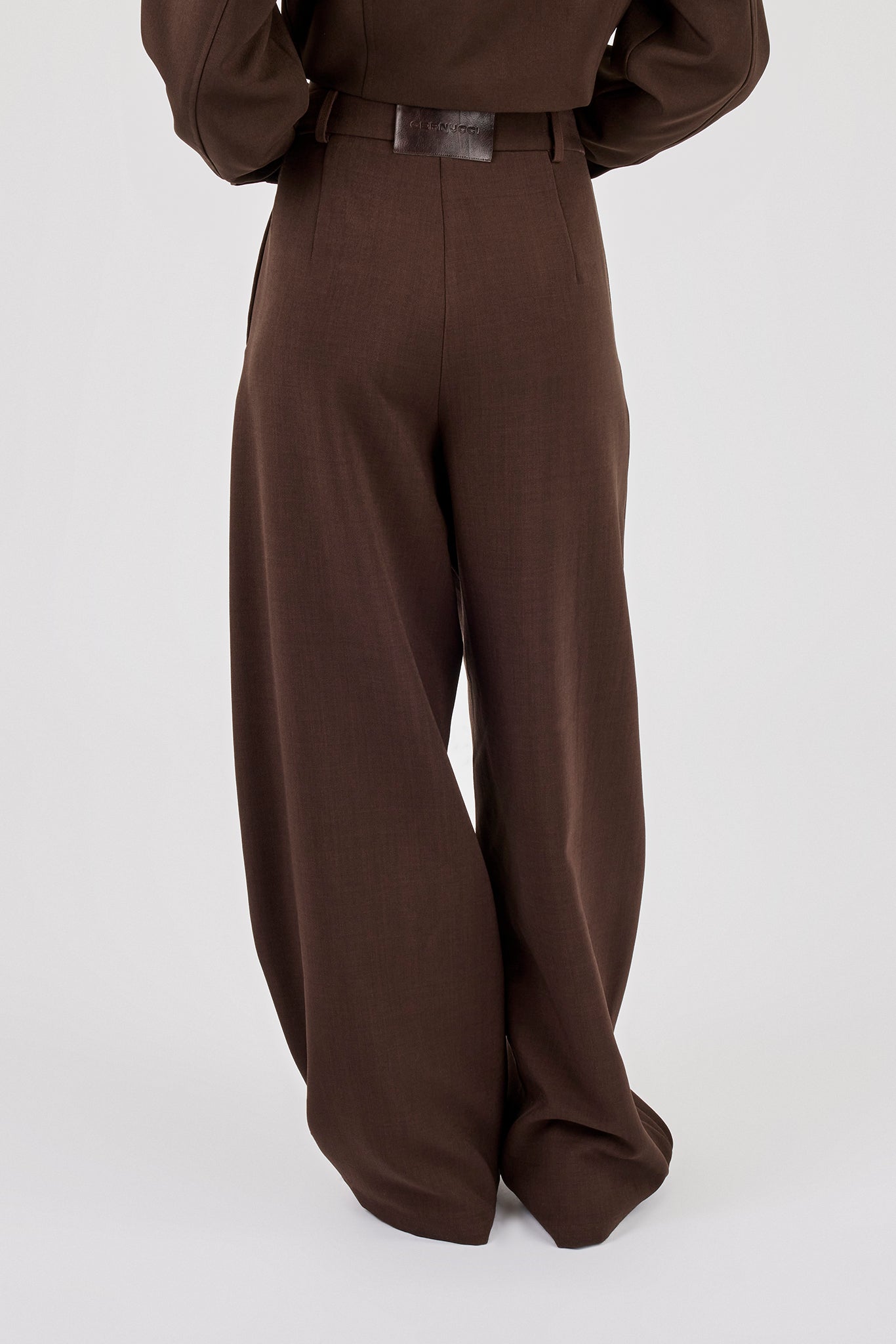 Woven Double Pleat Barrel Leg Trouser - Chocolate