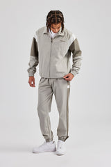 Nylon Colour Block Zip Through Tracksuit - Grey