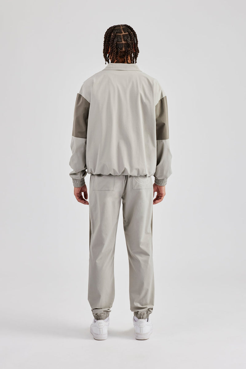 Nylon Colour Block Zip Through Tracksuit - Grey